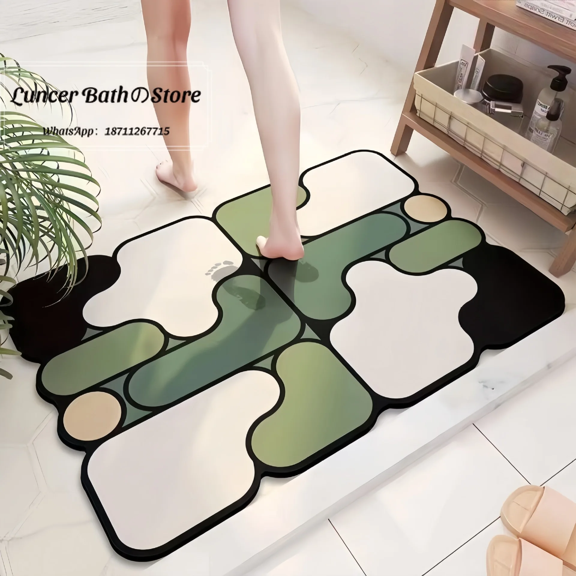 Simple bathroom floor mat Water-absorbing quick-drying diatom mud floor mat Household bathroom door wear-resistant,
