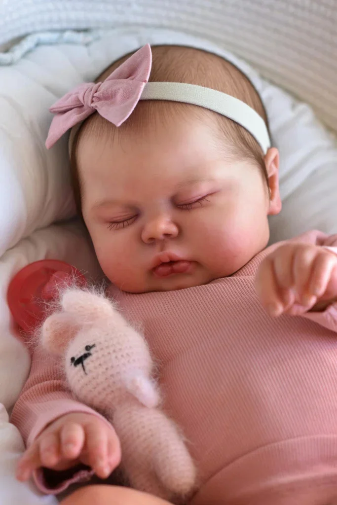 19inch Pickle Soft Cotton Body Lifelike Sleeping Reborn Doll Multiple Layers Painting 3D Skin Visible Veins Hand Painted Hair