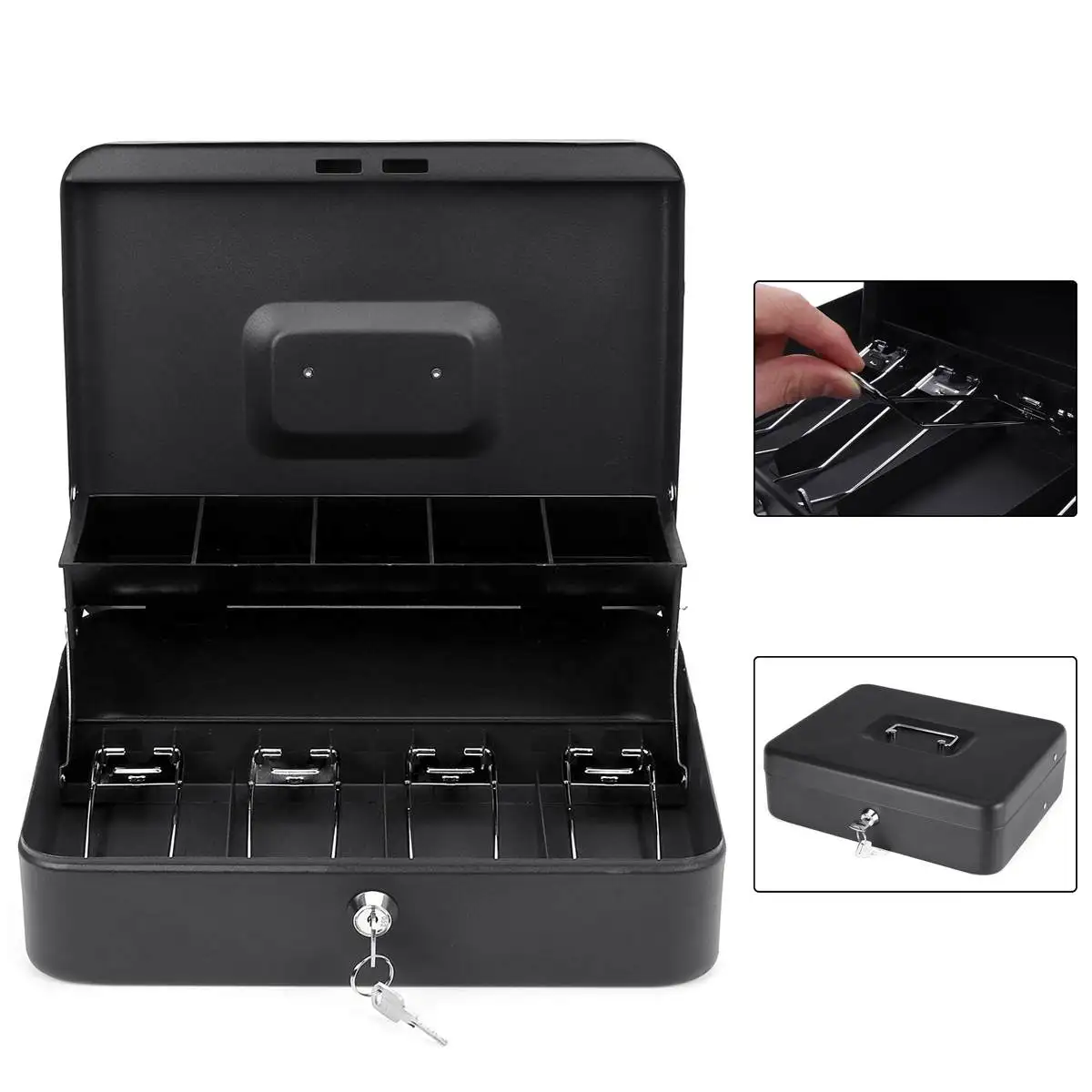 Mini Money Box Protable Tray and Key Password Lock Cash Box With Money Home Shop Steel Security Cash Box Storage Cashier Drawer