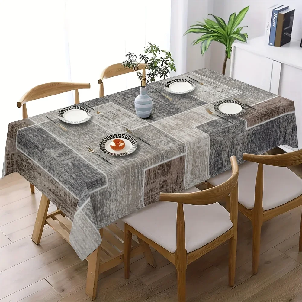 Single piece, grey striped pattern, suitable for rectangular restaurant tablecloths, made of polyester.
