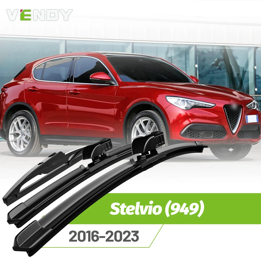 Vordere und hintere Wischerblätter-Set für Alfa Romeo Stelvio 949 2016–2023, Windschutzscheiben-Regenbürsten, 26 Zoll + 18 Zoll + 13 Zoll