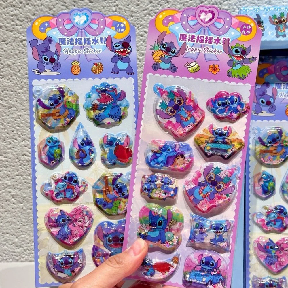 @Authentic Disney Stitch Series 3d Stereoscopic Relief Stickers Cartoon Stereoscopic Reward Crystal Stickers Hand Account Diy