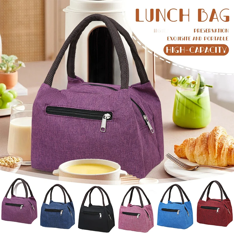 Reusable Lunch Bag For Women Large Capacity Oxford Cloth Waterproof Lunch Box Bag Office Worker Student Lunch Tote Bags