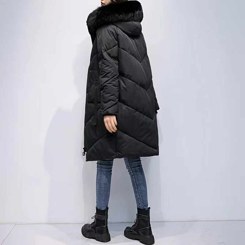 가을 겨울 코트 여성 두꺼운 따뜻한 오버 사이즈 후드 캐주얼 루즈 한국어 2025 새로운 가을 겨울 패션 코튼 파카 코트