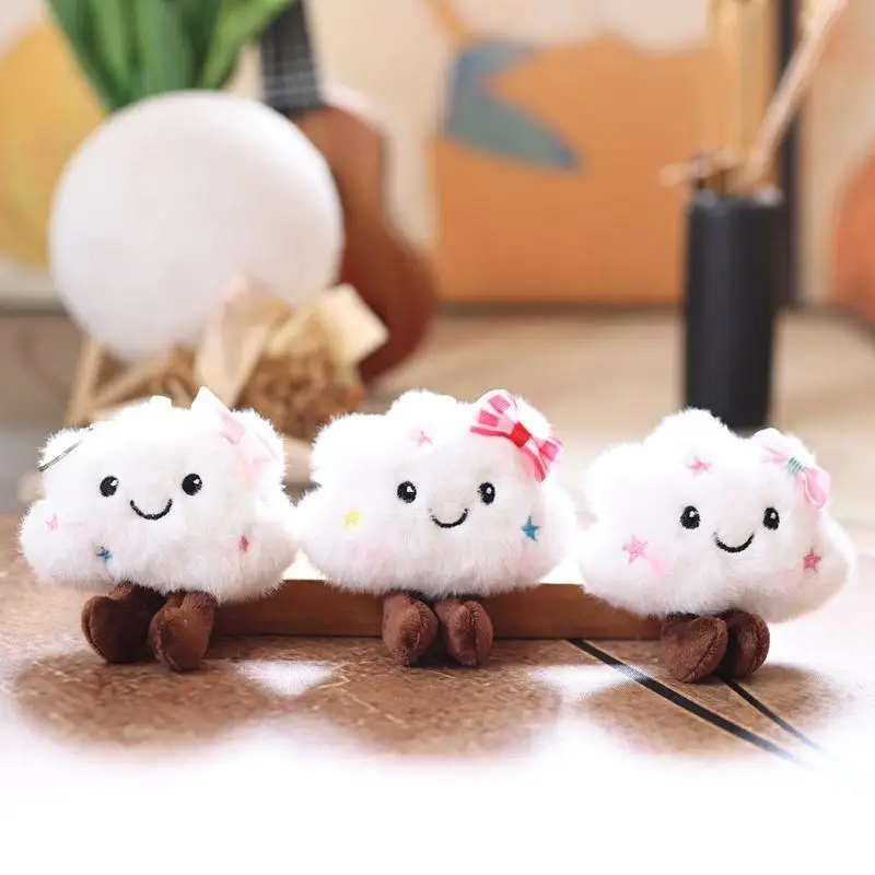 Porte-clés nuage blanc, jouet en peluche, Mini Couple, pendentif de sac à dos, poupée de dessin animé, sac de livre, décoration, accessoires de bricolage, 1 pièces