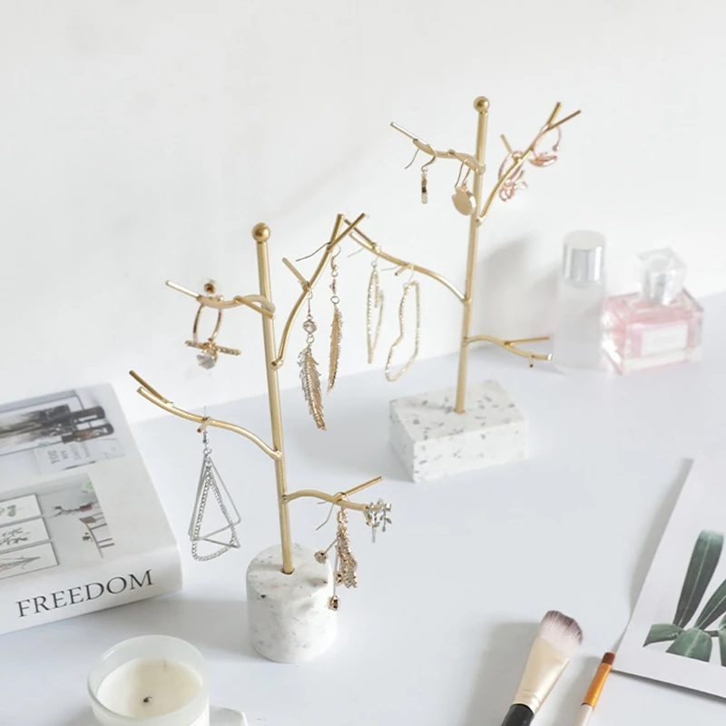 Rak Penyimpanan Perhiasan ABQR, Tempat Anting Kalung Gelang Cincin, Rak Organizer Perhiasan, Penyangga dengan Alas Bulat