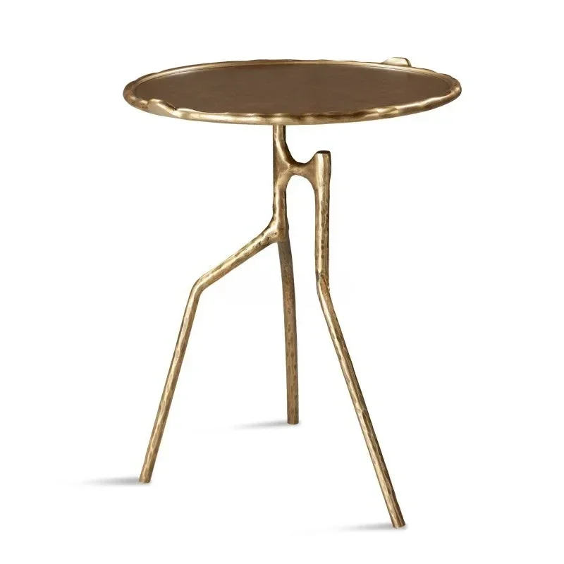

Nordic simple wrought iron coffee table metal round modern light luxury sofa side table