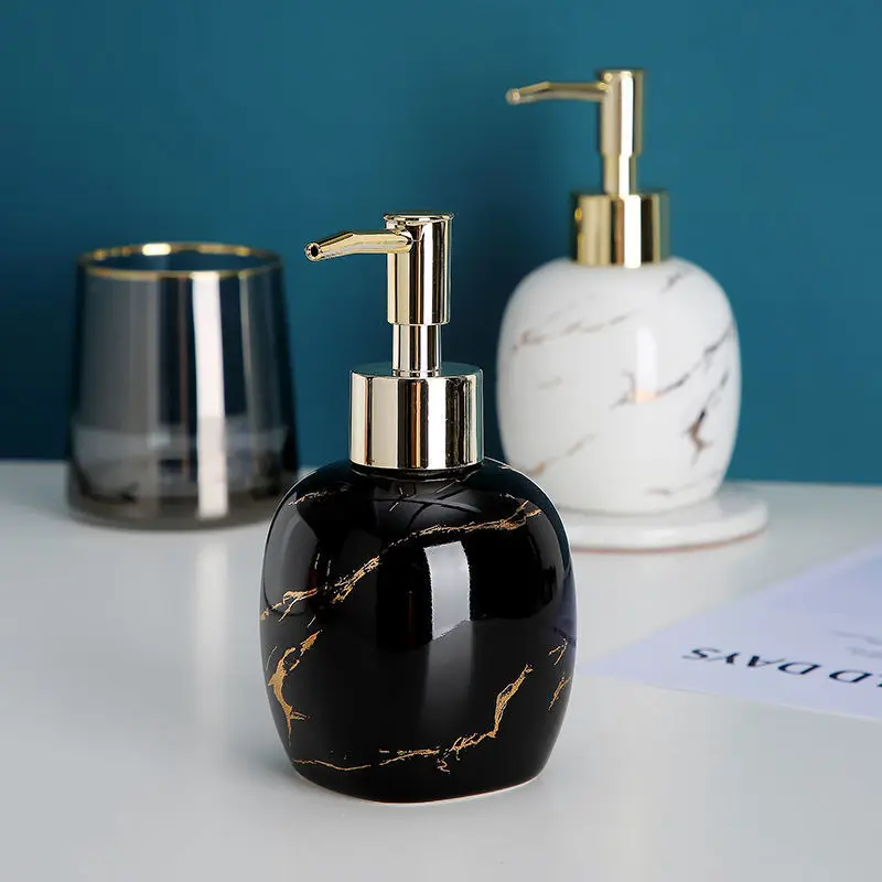 

Exquisite ceramic press bottle lotion hand sanitizer separate bottle Luxury hotel shower gel shampoo separate empty bottle