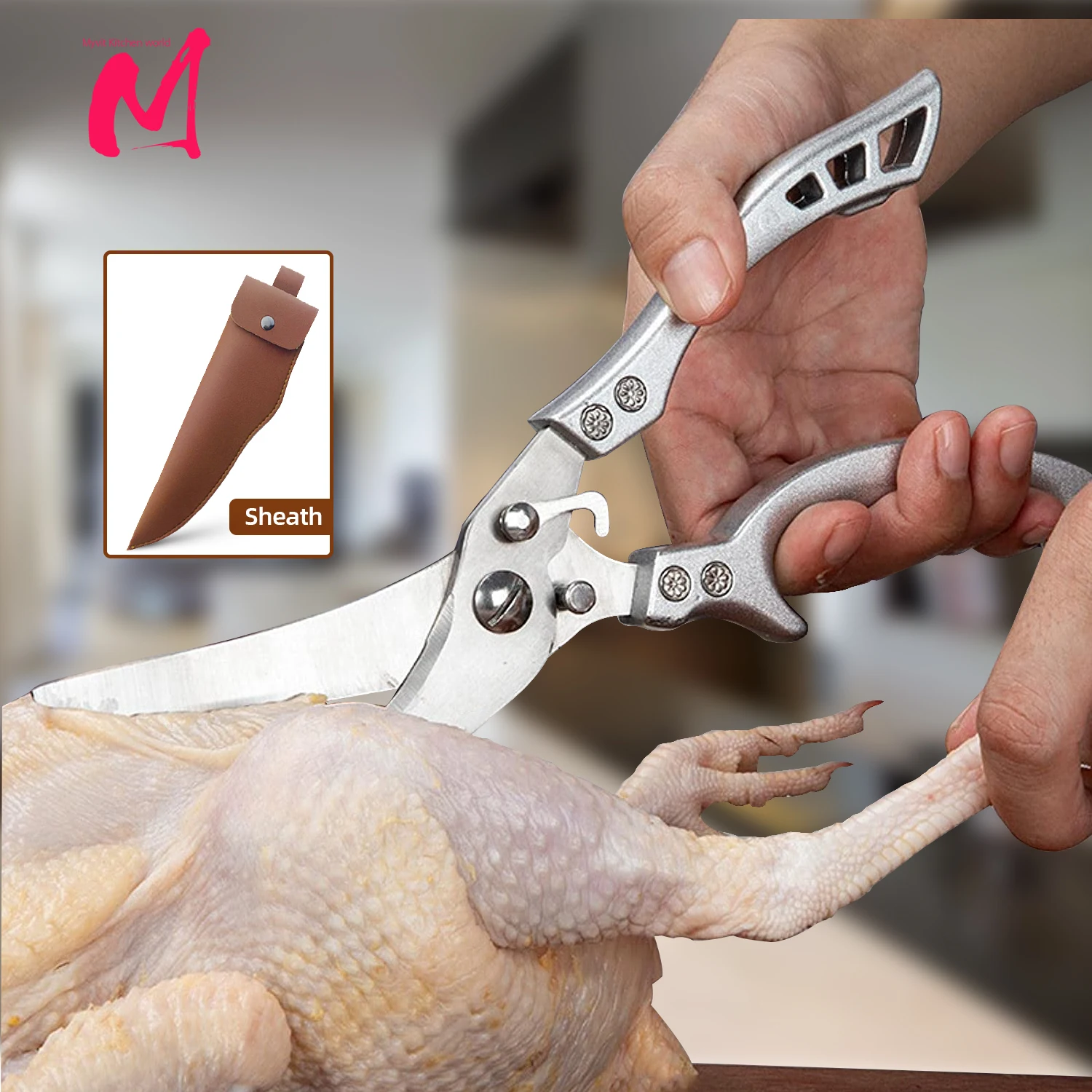 Kitchen shears Chicken bone shears chicken fish shears meat Sharp hard blade for chefs holiday gifts