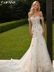 Graceful Off The Shoulder Wedding Dress Classic Lace Appliques Bride Robe Modest Mermaid Bridal Gown Customized Robe De Mariée