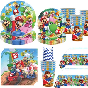 Đồ trang trí bữa tiệc hoạt hình Super Bros, món ăn dùng một lần, bóng bay, khăn trải bàn, kính, biểu ngữ, nguồn tiệc, Mario, Super Bros 10 Bảng bán hàng Super Mario chính - №8