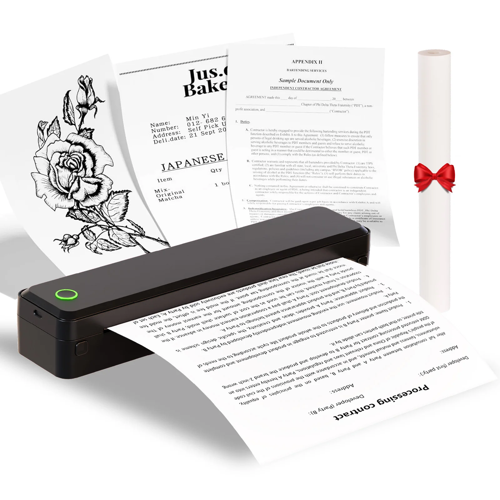 

Wireless Portable A4 Thermal Printer Inkless Label Maker US Letter/A5/B5 for Android iOS Phone Laptop Office School Travel Use