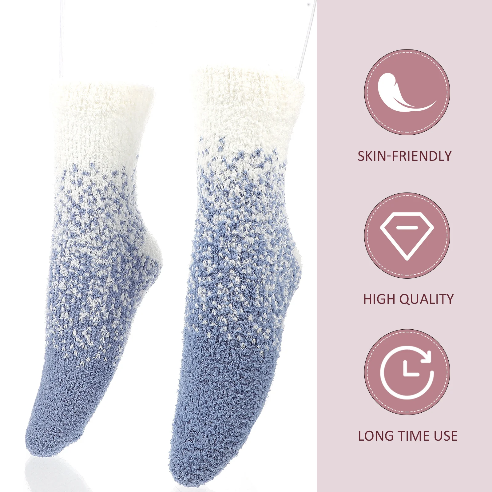 

2Pairs Coral Fleece Mid-Calf Socks Warm Durable Odorless Winter Sleep Socks for Women Girls Cozy and Comfortable
