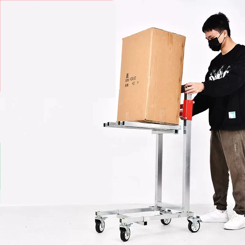 Loading Artifact Lifting Handling Stacker Forklift Lift Portable  Folding Retractable Trolley Bearing 60Kg Adjustable Hand Cart