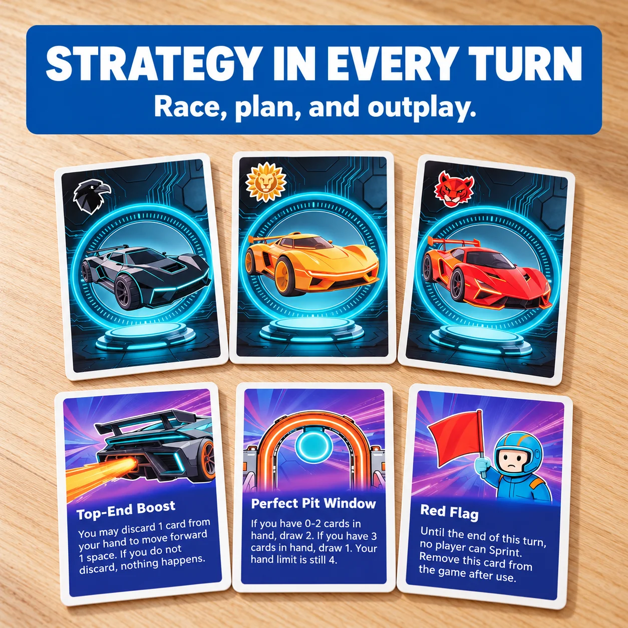 Car Racing Board Game, Dice Rolling Card Strategy Game with Track Movement for Family Parties and Game Night - view 5