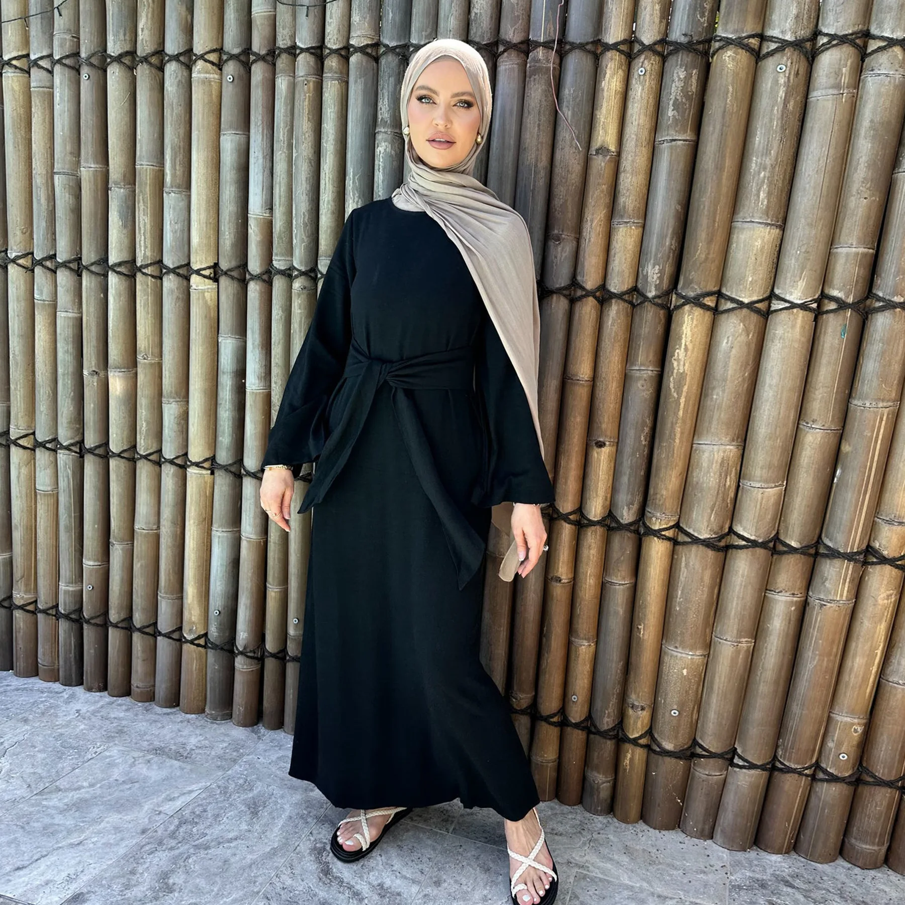 Robe Djellaba à Lacets pour Femme Musulmane, Abaya de Dubaï, Tenue Modeste, Turquie, Kaftan, Ramadan, Islam Jalabiya, Kebaya, Caftan