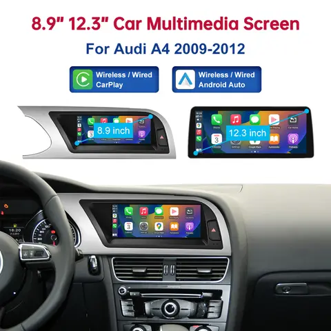 8.9 pollici 12.3 ''Touch Display Lettore Multimediale Andriod Collegamento Automatico Per Audi A4 S4 B8 2008-2016 GPS Carplay Screen Car Play