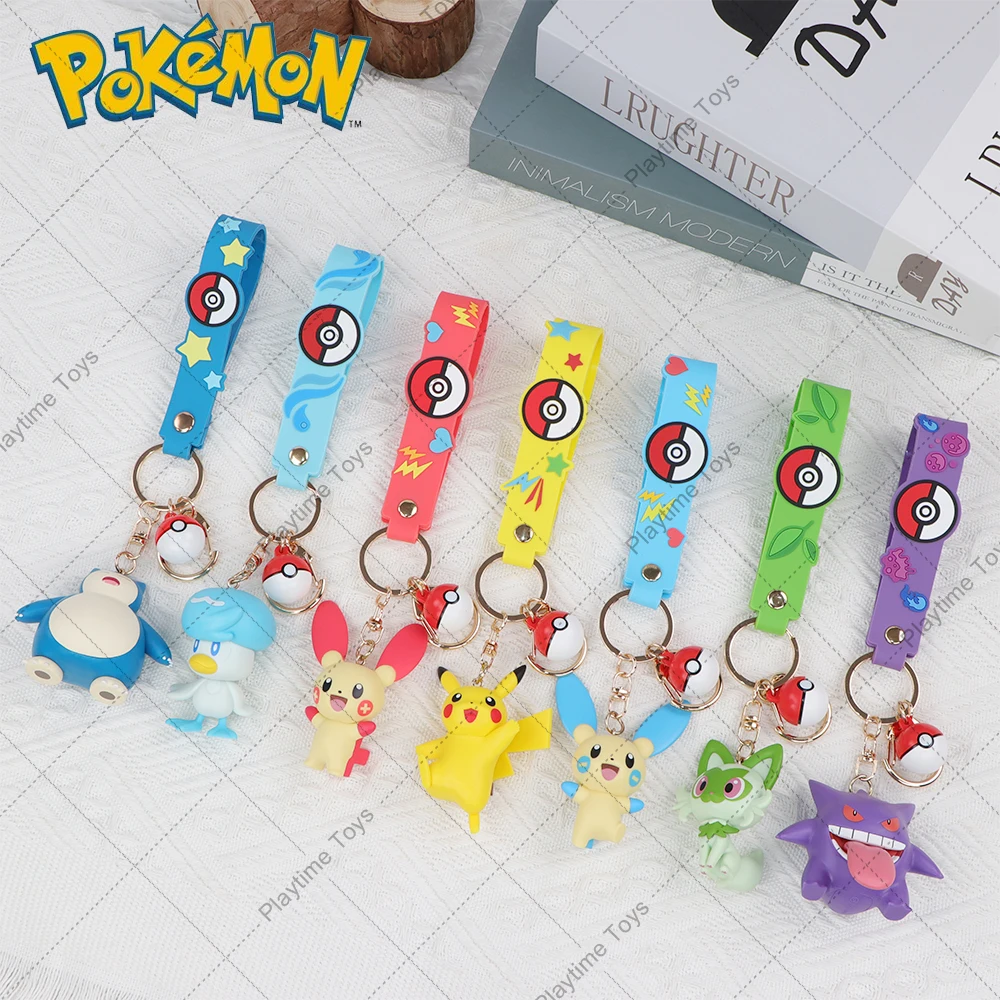 Pokemon Keychain Model Doll Gengar Pikachu Sprigatito Fuecoco Jigglypuff Cubone Anime PVC Figure Statue Toy Cute Decoration Gift