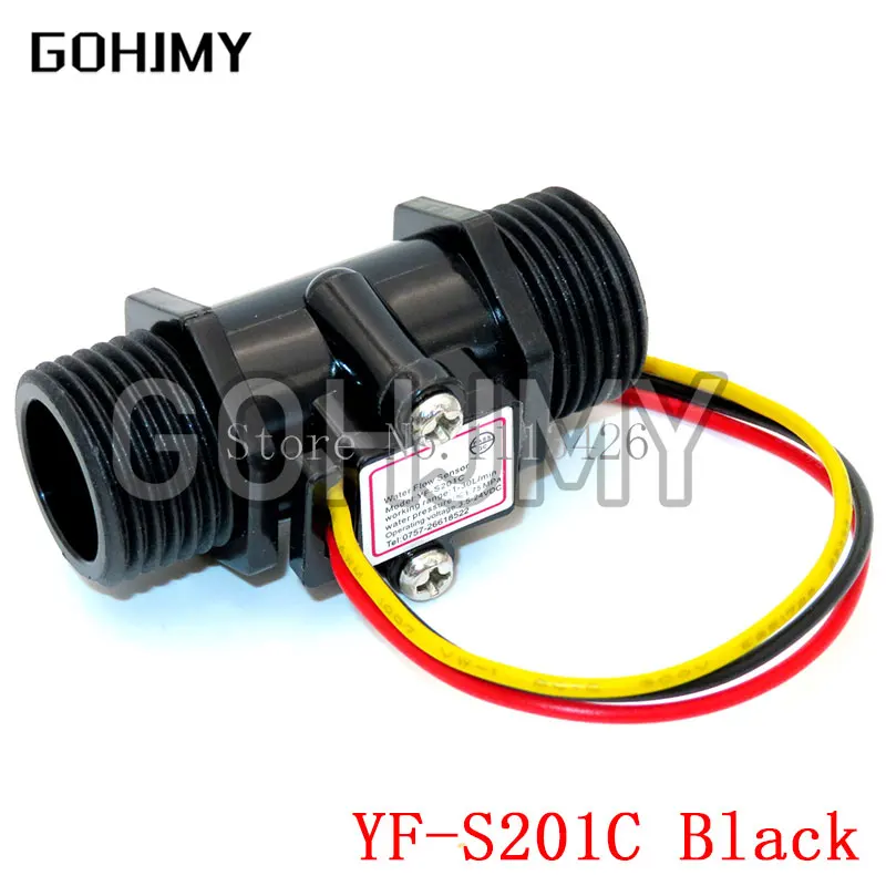 Transparent Black Flow Meter YF-201C Water Flow Sensor Turbine Flow Meter 4 Points Flow Sensor