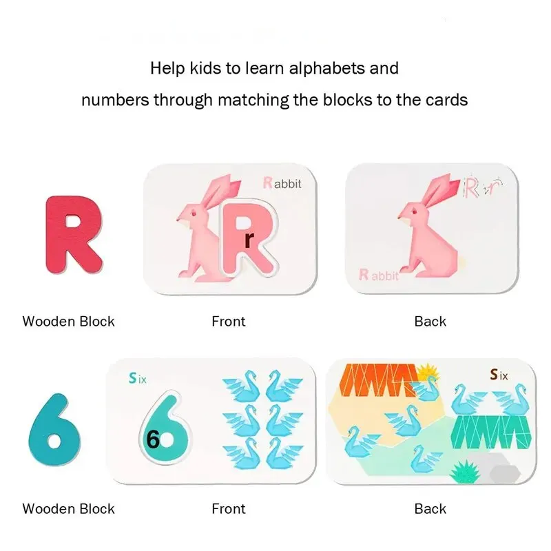 Montessori Alphabet Numbers Flash Cards for Kids 3-6 Years ABC Learning Toys Wooden Letters Numbers Preschool Educational Toys