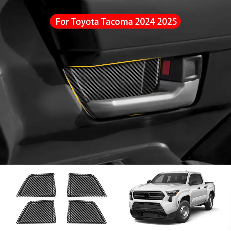 

4PCS Carbon Fiber Car Inner Handle Bowl Cover Trim Door Frame Patch Anti Scratch Sticker For Toyota Tacoma 2024 2025 Accessories