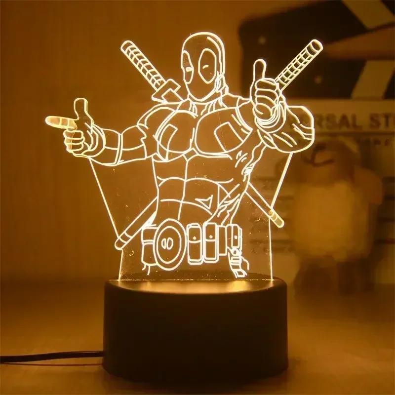 Lampu figur Anime 3D lampu LED figur aksi Ironman Spiderman lampu kamar anak Lampu mainan LED hadiah dekorasi untuk anak-anak