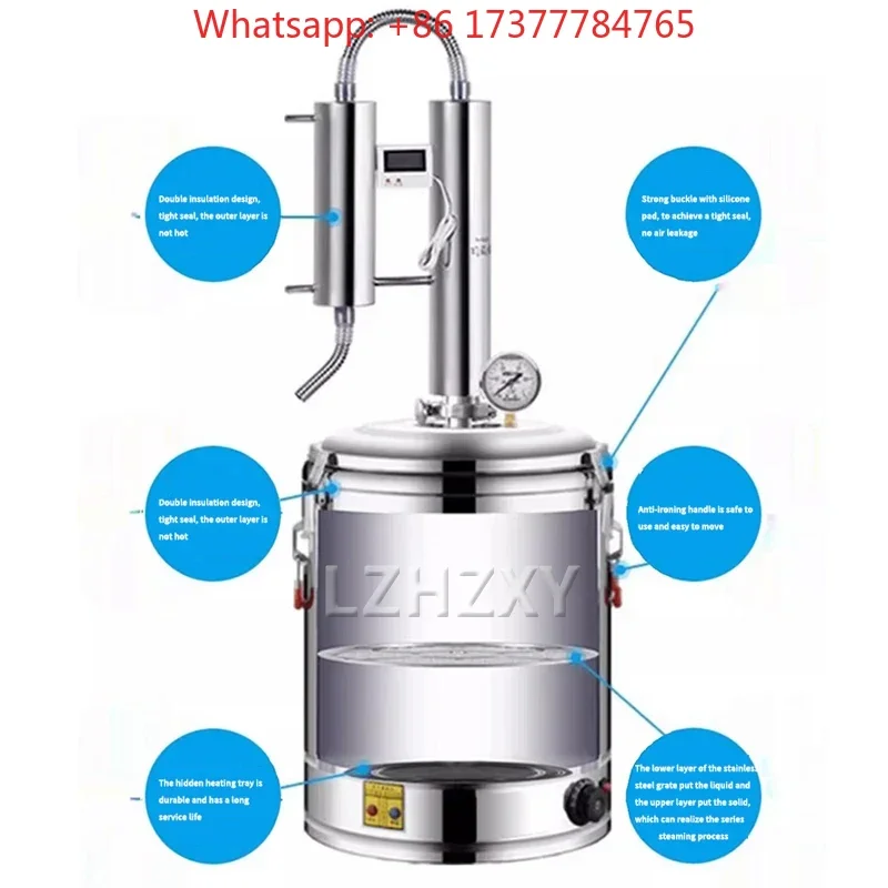 30L Alcohol Whisky Moonshine Still Small Wine Steamer Pure Dew Small  Essential Oil Extractor