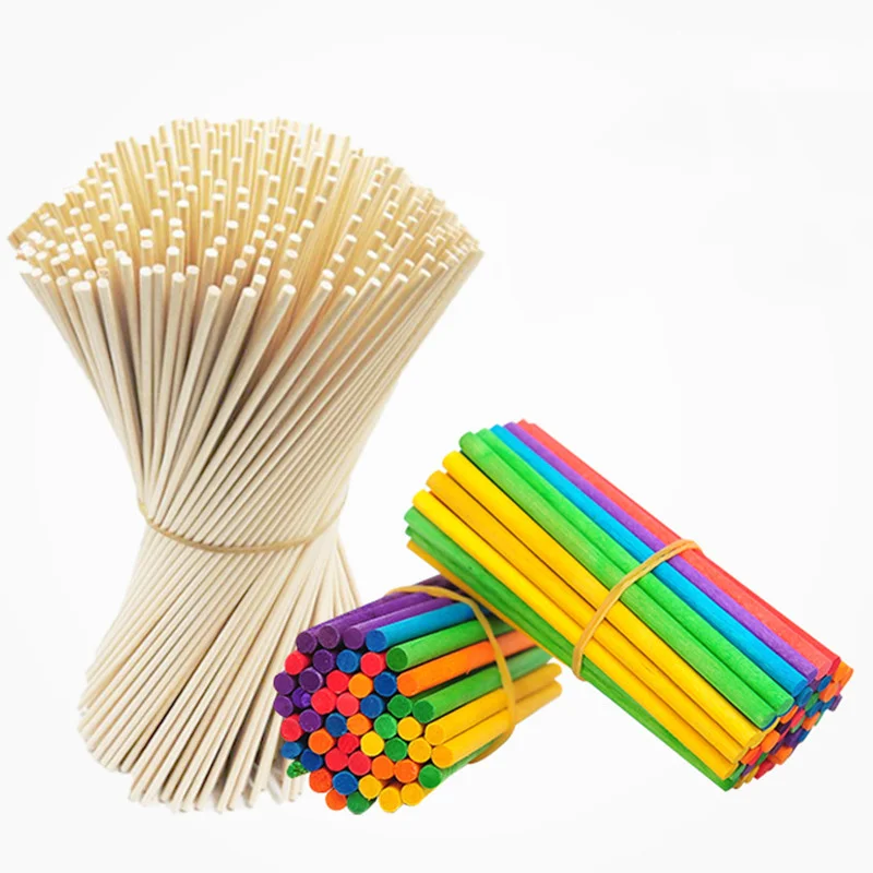 25/50pcs Round Wooden Sticks Kids DIY Make Food Crafts Candy Decor Rod Party Events Supplies Building Model Craft Sticks