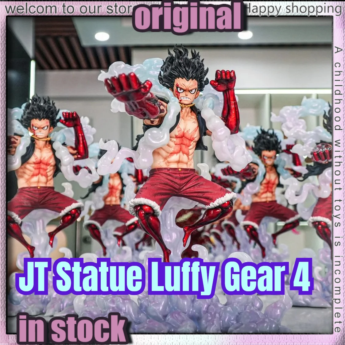 

JT Statue One Piece Luffy Gear 4 Statue Snakeman Luffy Figure Monkey D Luffy Cake GK Figure Collection Model Toys Gifts