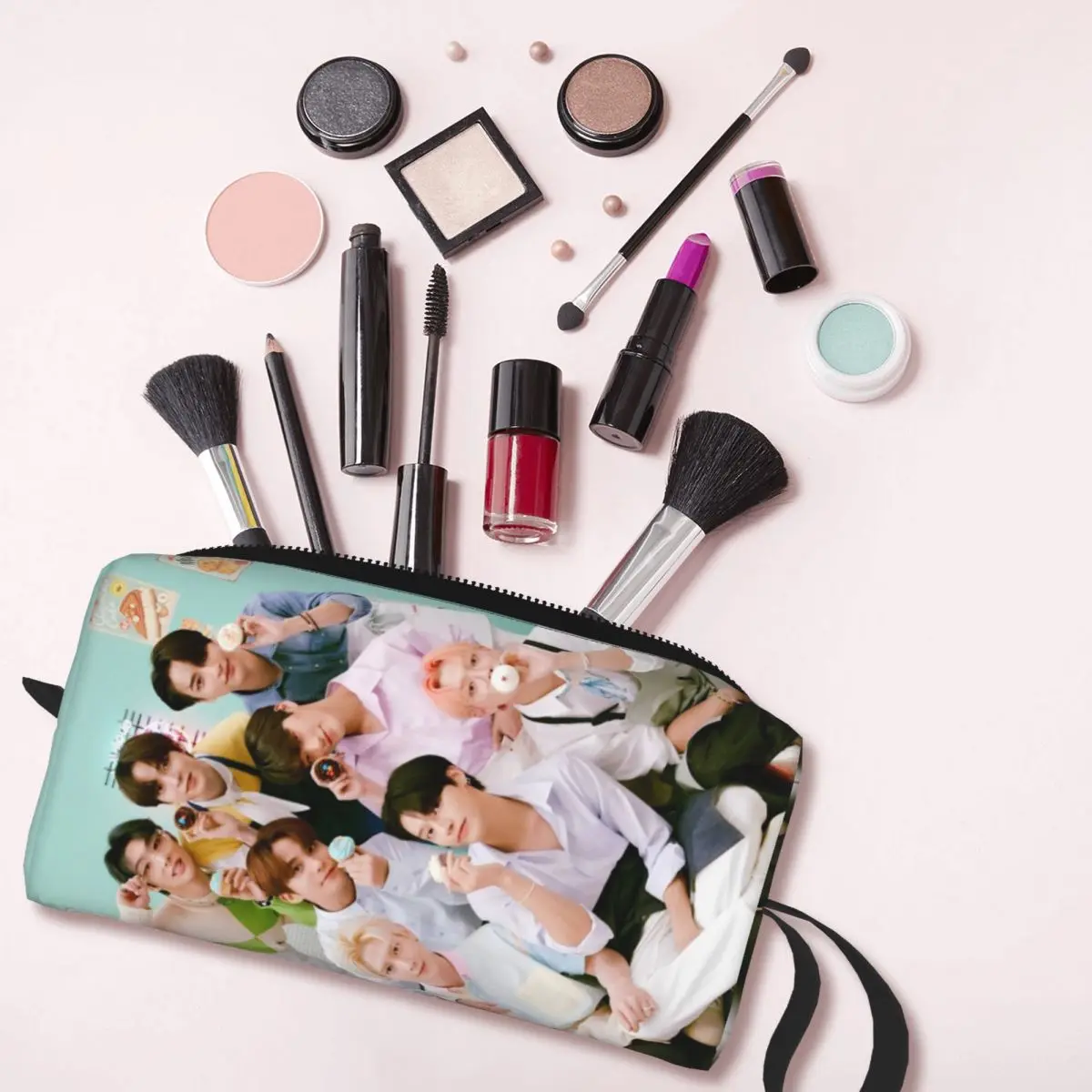 Kpop Star Singer Idol Cosmetic Bag Women Makeup Bags A-ATEEZ ATINY Travel Zipper Toiletry Bag Organizer Pouch