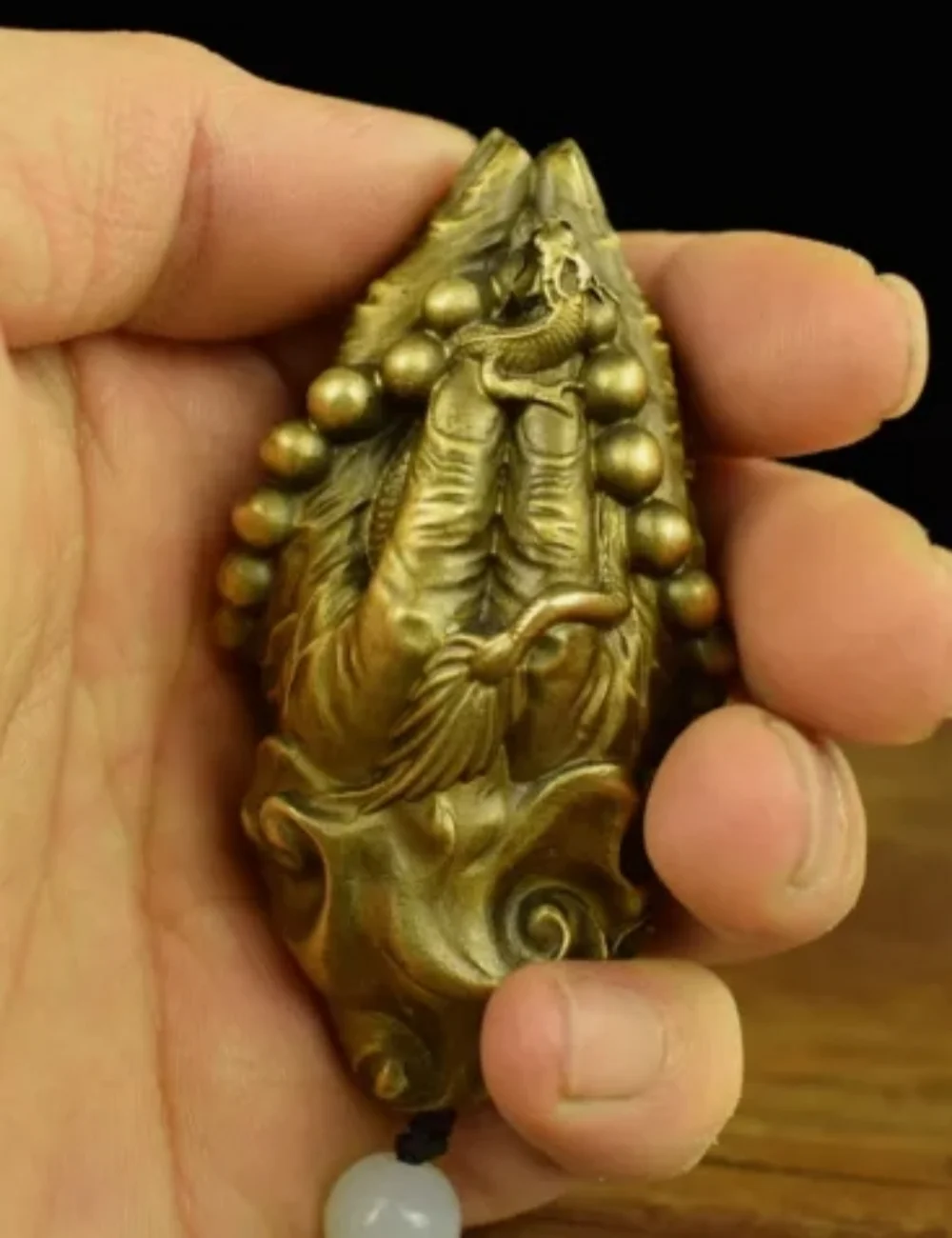 

Brass Carved Buddha Praying Hand Pendant Hangings Buddhism Zen Decor
