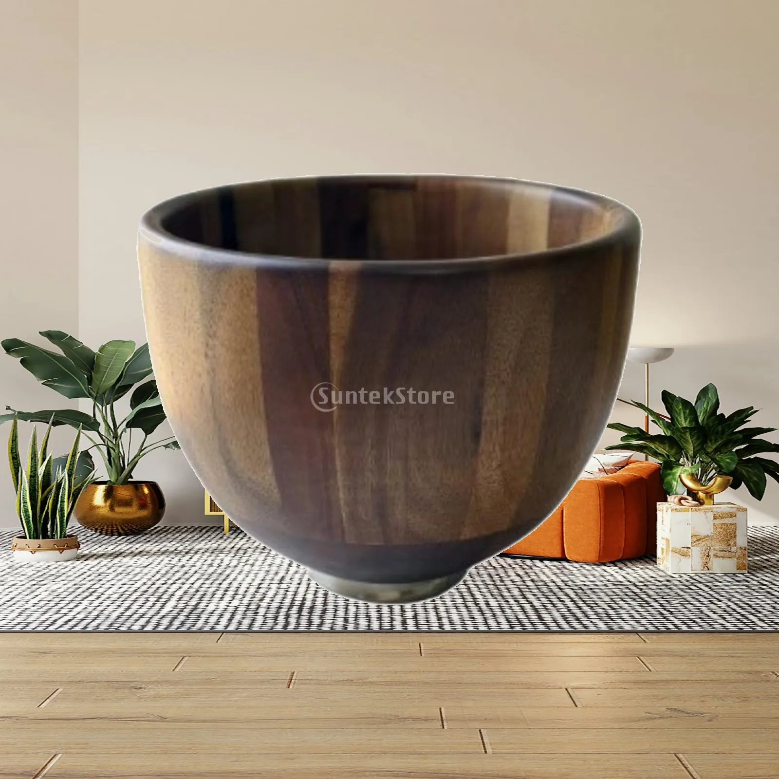 Large Wooden Salad Bowl Solid Beech Kitchen Prep Serving Bowl for Entertaining Vegetables Fruit