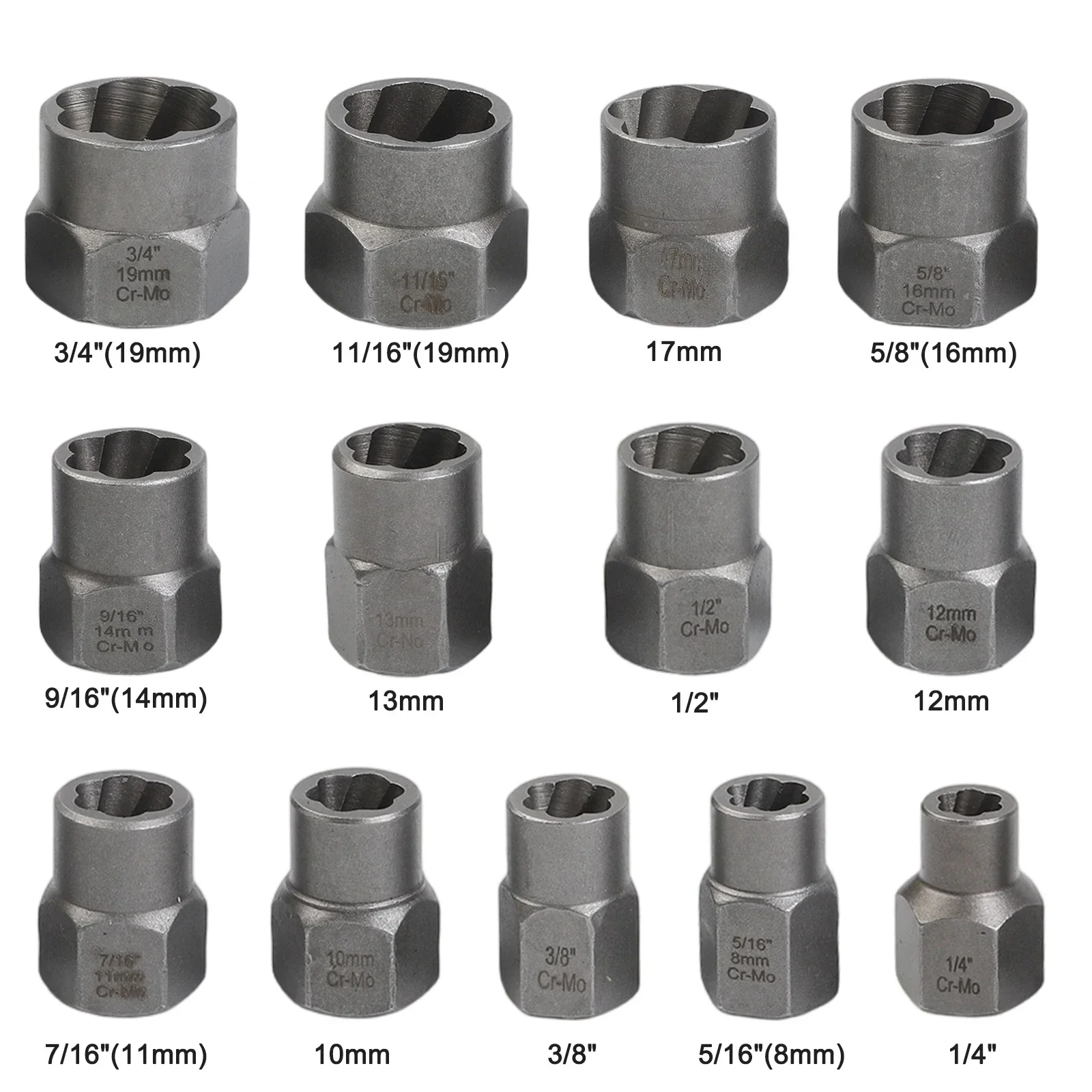 14Pcs Nut & Bolt Grip Extractor Socket Set Bolt Nut Remover, Nut Removal Tool, Bolt Extractor Tool ﻿accessories