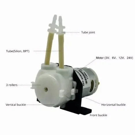KPP High Quality Good Price CE OEM 3V 6V 12V 24V Analytical Instrument Micro Peristaltic Dosing Pump