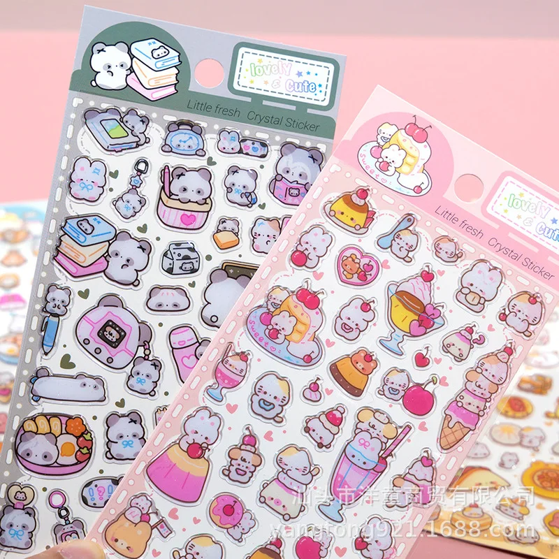 

4 шт., изысканные наклейки с мультяшным кроликом, чехол для телефона «сделай сам», декоративные наклейки, дневник, коллаж, студенческий приз, подарок, декоративная чашка для воды