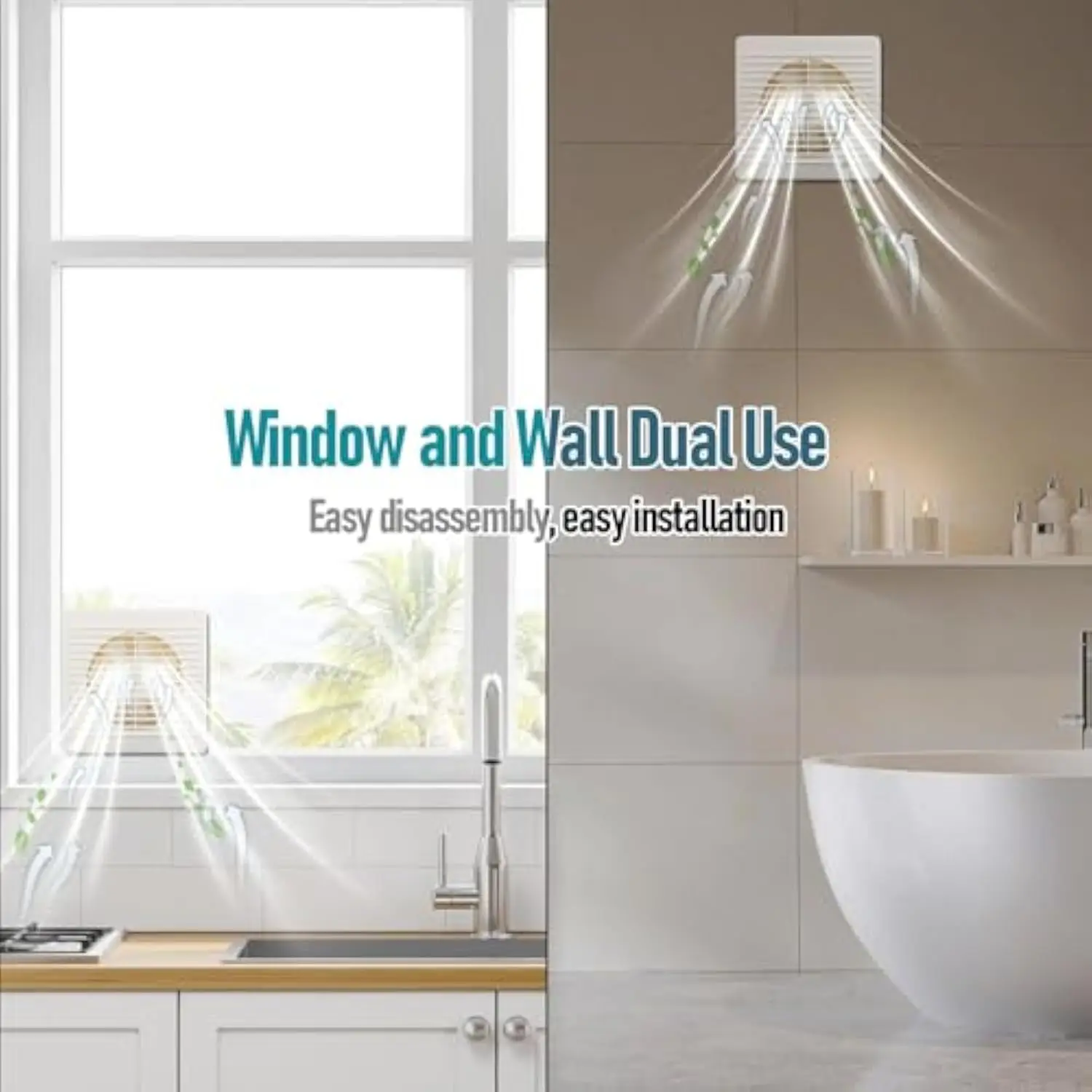 Exaustor, ventilador de ventilação de montagem na parede da janela de 8 polegadas com interruptor para ventilação eficiente da garagem do banheiro da cozinha (branco, 80W)