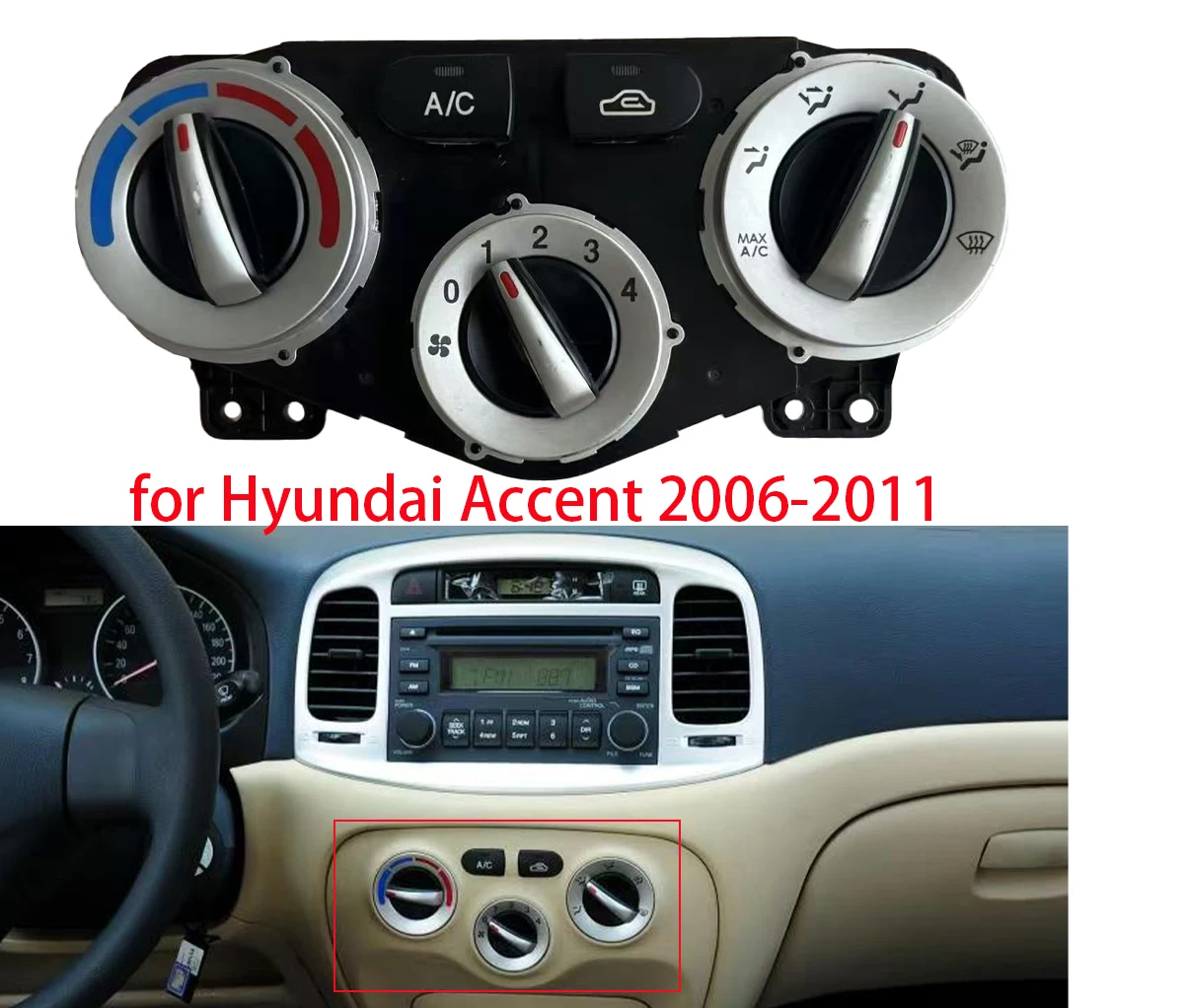 

car conditioning control panel, air conditioning knob, heating and cooling switch assembly for Hyundai Accent