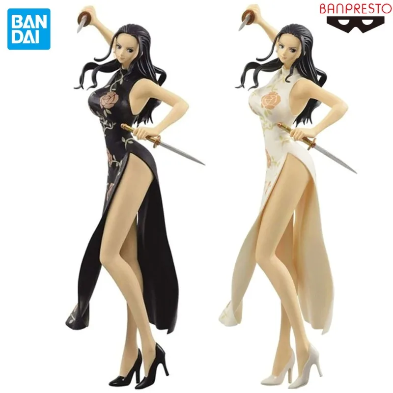 Original Genuine Banpresto One Piece Glitter& Glamours Nico Robin Kong Fu Style Anime Figure Black White Cheongsam Toy Gifts