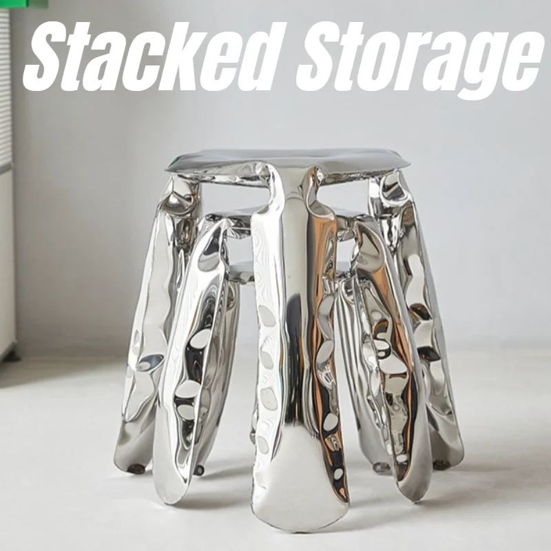 Stainless Steel Stools Nordic Minimalist Stools Creative Irregular Balloon Artistic Low Chairs Luxury Living Room Furniture