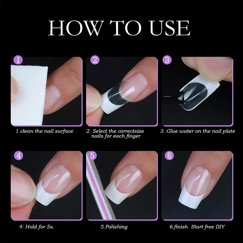 French Press On Nails Almond Coffin Oval Square Round Fake Nails False Nails Without Glue Nail Tips Extension Acrylic Gel Nail