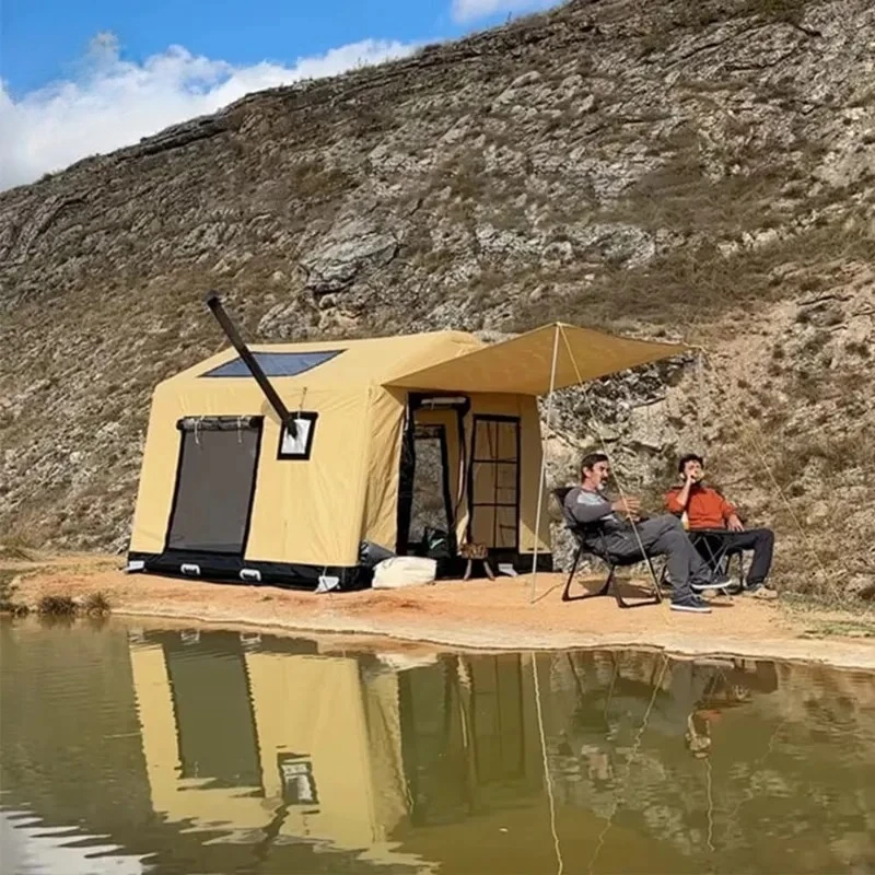 #¥Outdoor Camping Tent Portable Luxury Waterproof Air Poles Cabin Tents Inflatable Tent for Family Travel