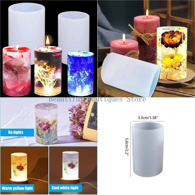 U4LF Handmade Cylinder Pillar UV Crystal Epoxy Resin Mold Plaster Silicone Mould DIY Crafts Wax Soaps Home
