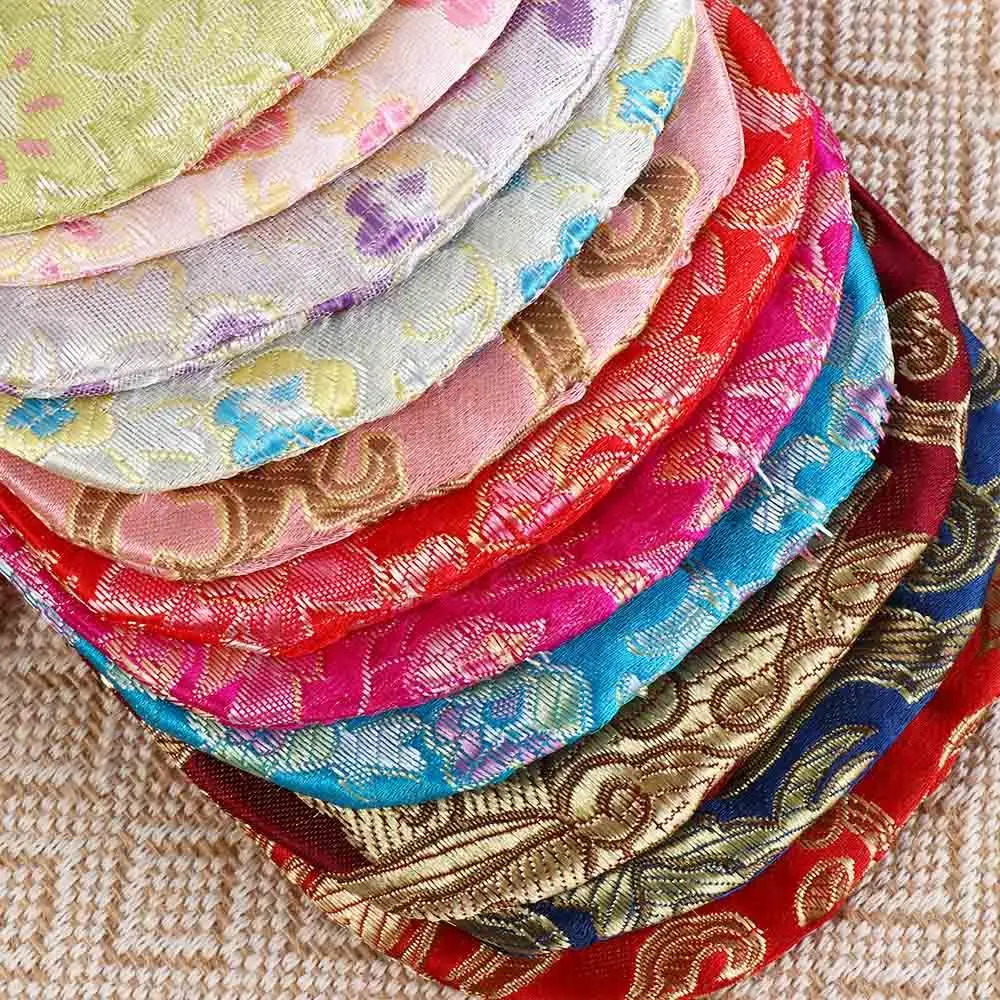 Borsa con coulisse con fiori ricamati floreali Borsa portamonete piccola con perline in stile cinese Borsa per caramelle Borsa per zucchero festiva in stile etnico