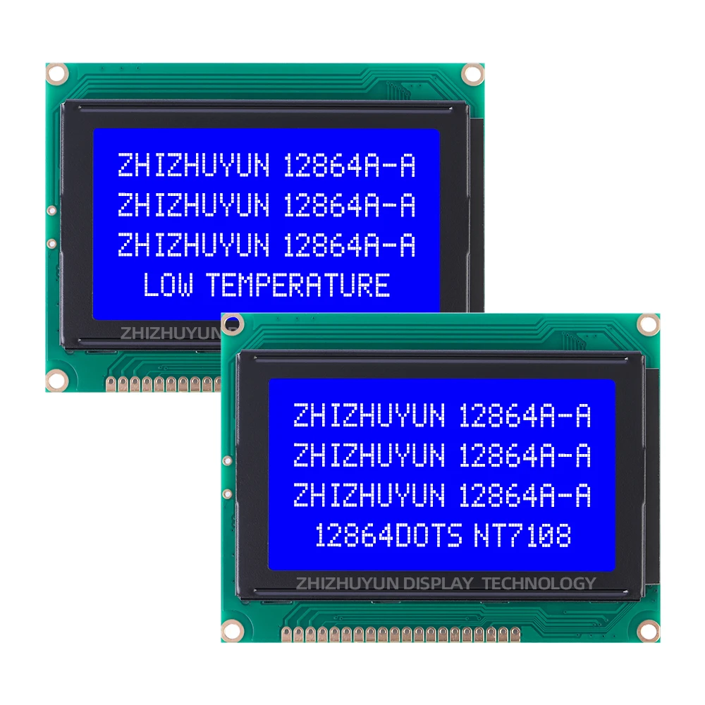 12864a-a-30 + 70 Bedrijfstemperatuur Grafische Lcd-Display Geelgroene Achtergrondverlichting Module 128*64 12864 128X6 Nt7108 Controller