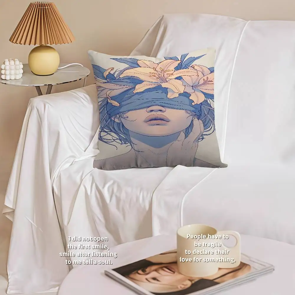 Poszewka na poduszkę z motywem kwiatów, opaska na oczy, dekoracyjna poduszka, dekoracja domu, poszewki na poduszki