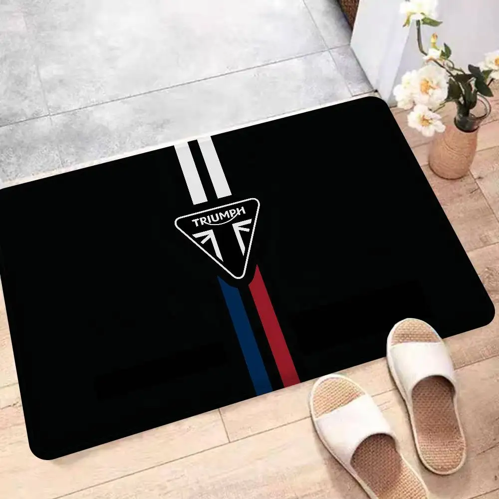 T-Triumph Motorcycle Logo Door Mat Kids Room Bedroom Decoration Balcony Anti-Slip Doormat Living Room Doormat Area Rug