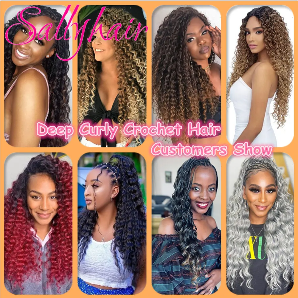 Sallyhair Synthetic Deep Wave Braids High Temperature 23 Colors Water Wave Ombre Blonde Crochet Braiding Braids Hair Extensions