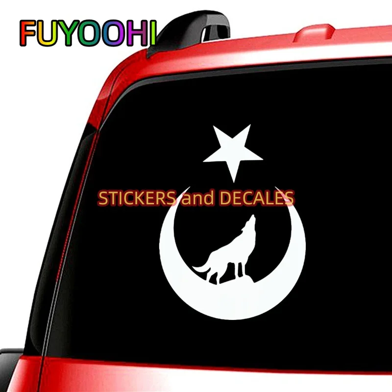 FUYOOHI Exterior Accessories Decal Creative Wolf and Moon Star Great Turk Turkey Turkish Car Sticker Vinyl Decals PVC