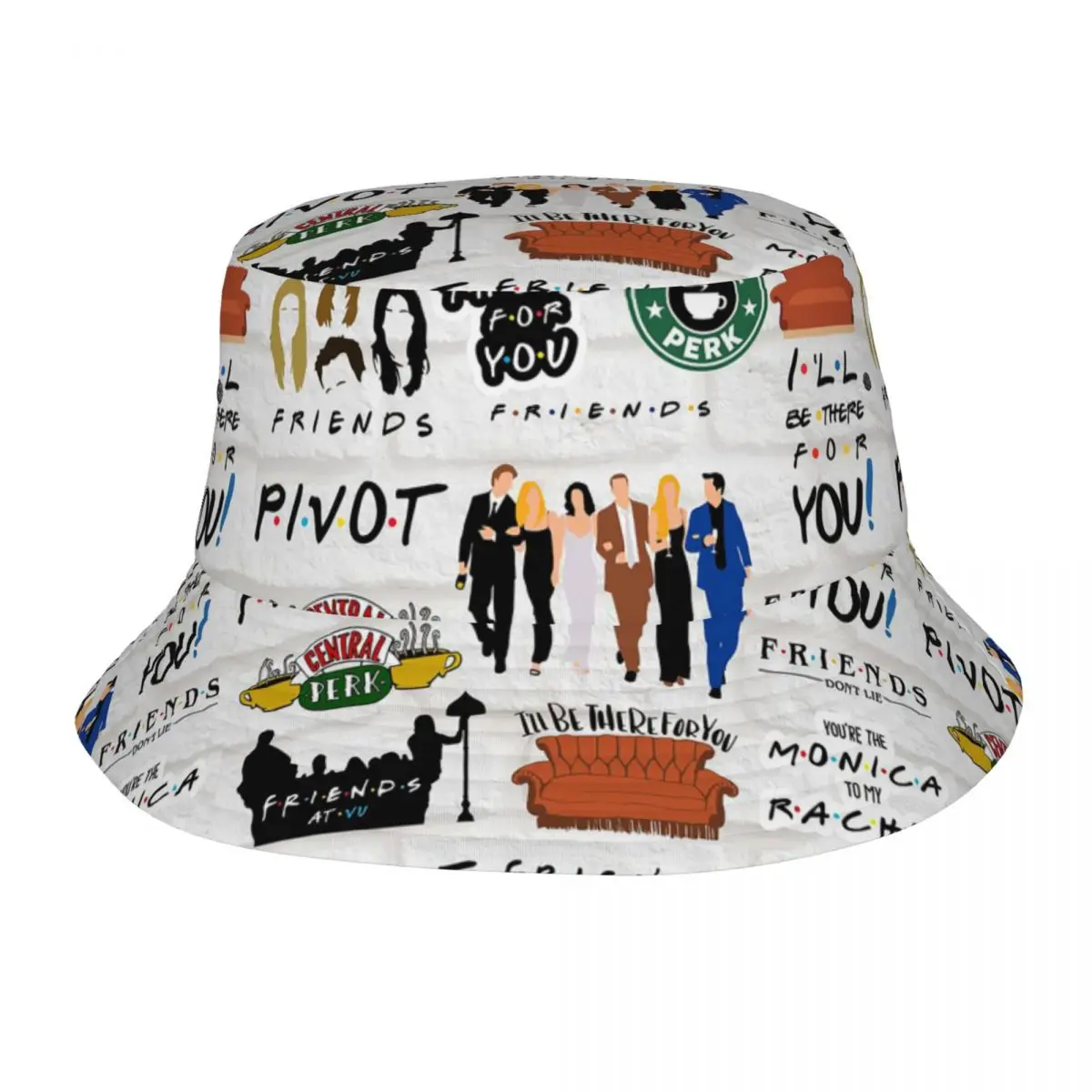 

Casual Friends Central Perk TV Bob Hat Woman Packable Camping Cartoon Fishing Hat Travel Headwear