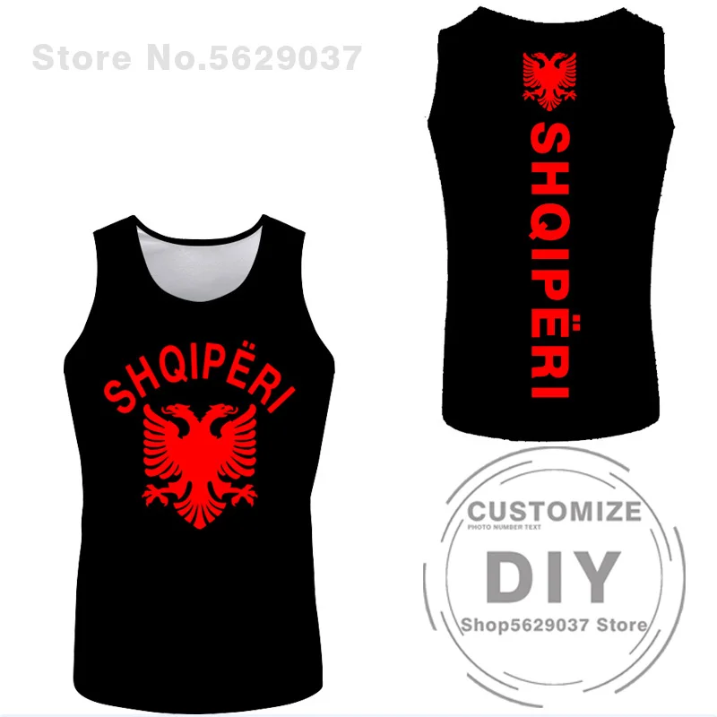 Albania Sleeveless Albanian Eagle Flag Men 3d Printed Vest T-shirt Free Customized Name Number Team Clothing